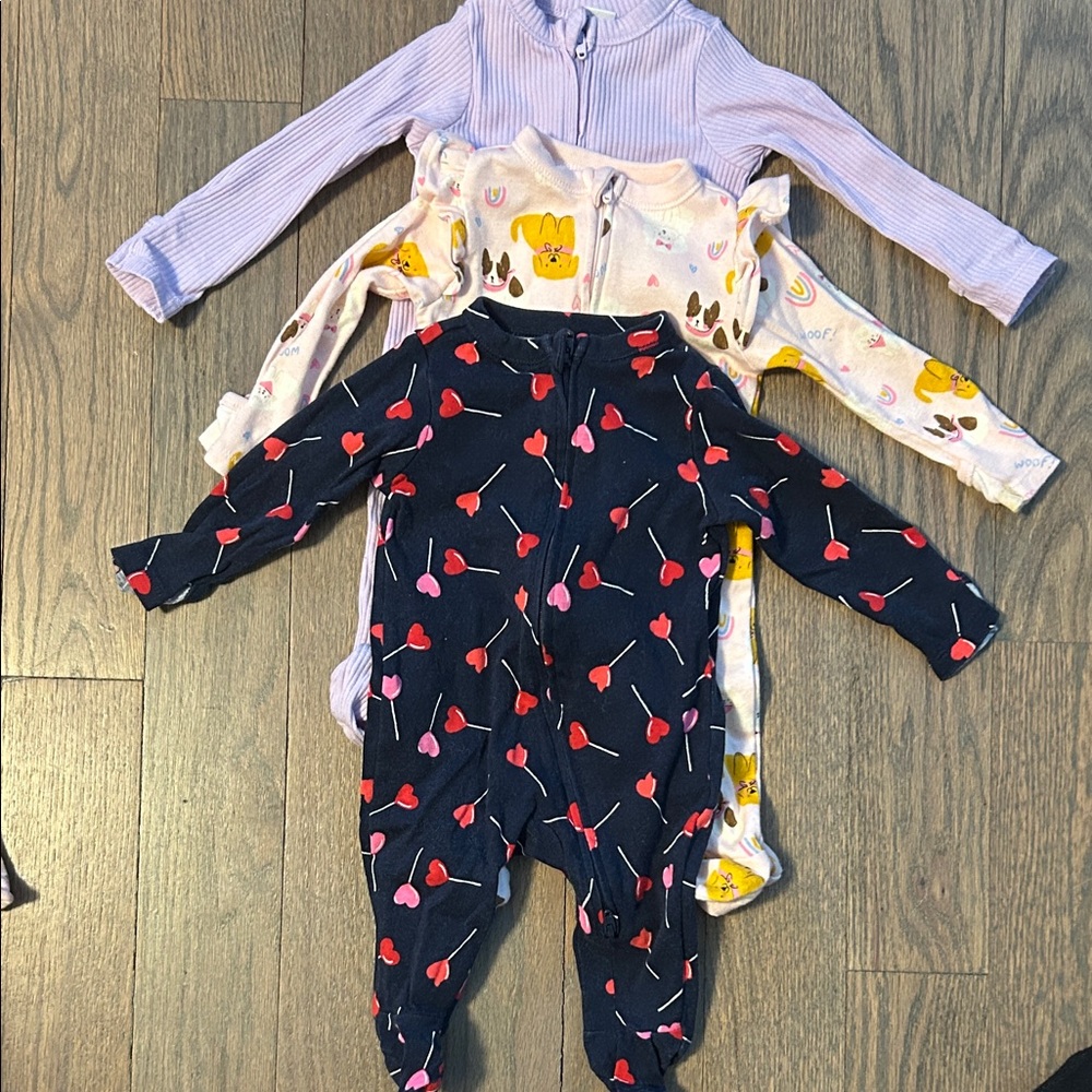 Kids Long-Sleeve One-Piece Pajama - Navy Heart Print